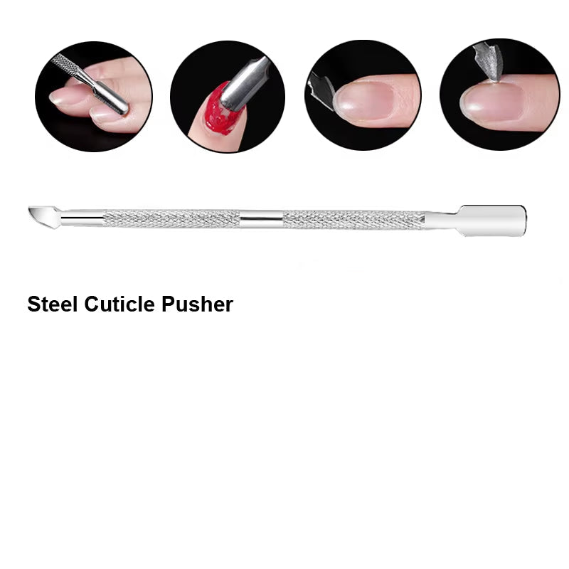 1 Set Manicure Polishing Nail Suit Nail File Buffer Block Grinding Strip Cuticle Pusher Steel Pushing Away Dead Skin Clean Brush