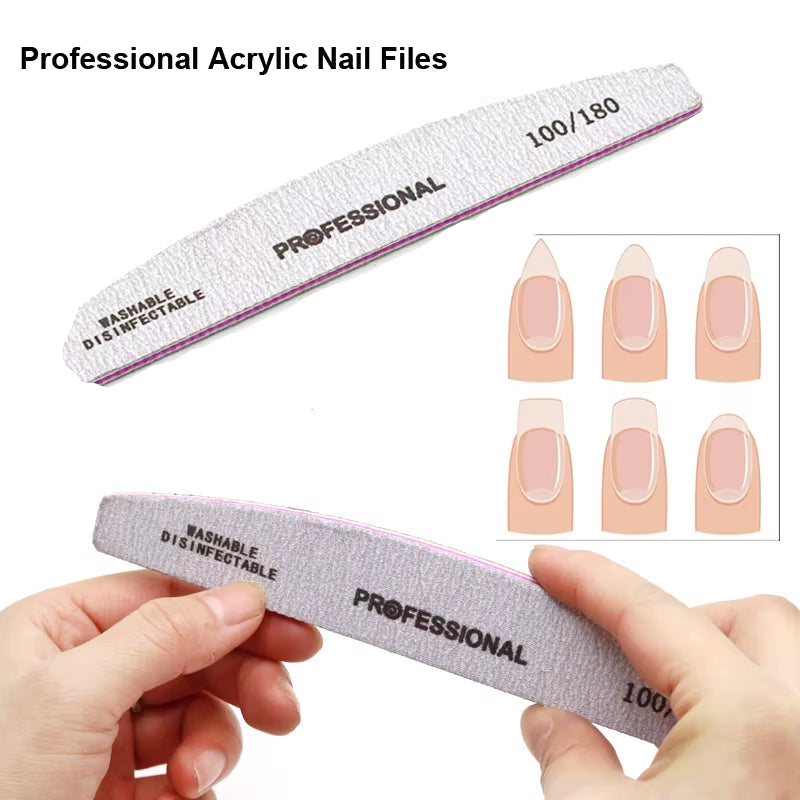 1 Set Manicure Polishing Nail Suit Nail File Buffer Block Grinding Strip Cuticle Pusher Steel Pushing Away Dead Skin Clean Brush